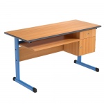 Lehrertisch, 130x65 cm (B/T), 76 cm hoch, Platte: Melamin, PU-Kante, 